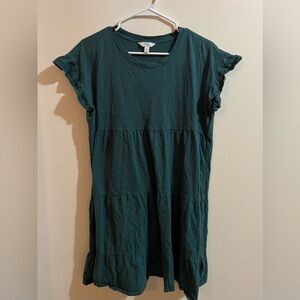 Green Ruffle Sleeve Dress